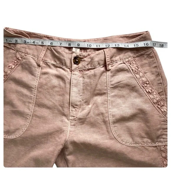 Coldwater Creek NWT Pale Mauve Lace Trim Cuffed Ankle Pant - Size 10 - Picture 8 of 16